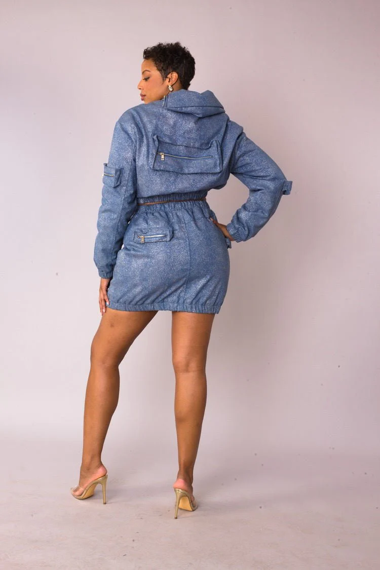 Metallic Shimmer Cropped Bomber Jacket  -82592 - Image 4