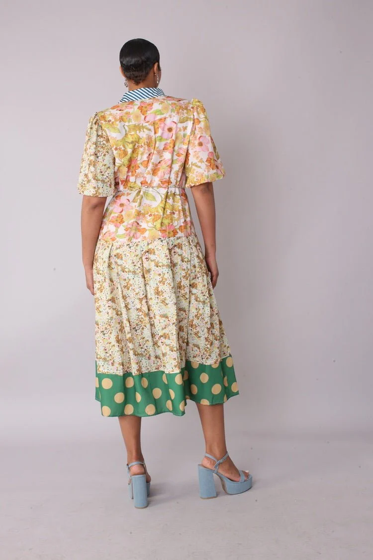 Mixed Print Midi Dress -82472 - Image 3