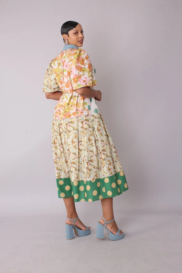 Mixed Print Midi Dress -82472 - Image 4