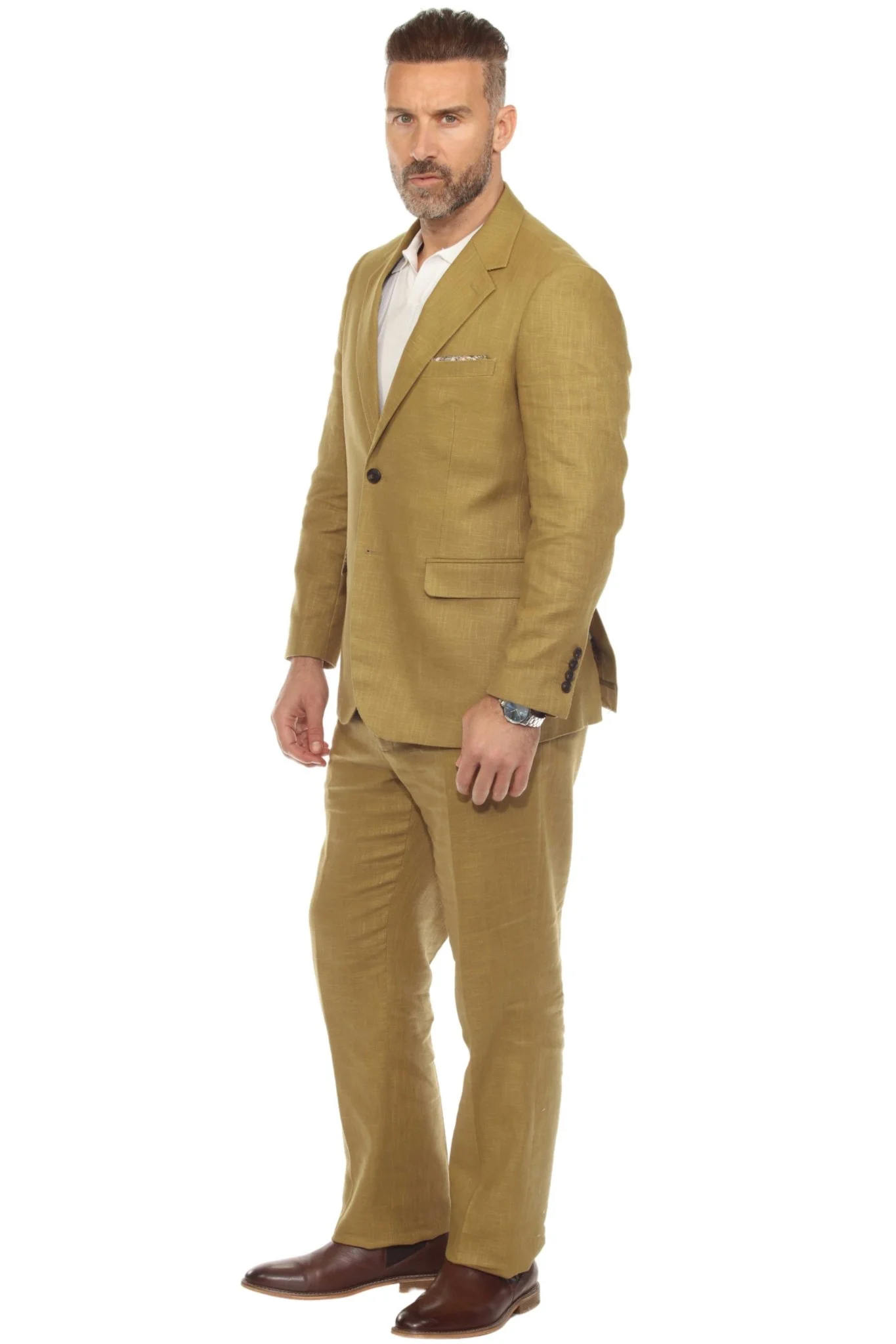 Men's Textured Linen Blend Suit - Image 33