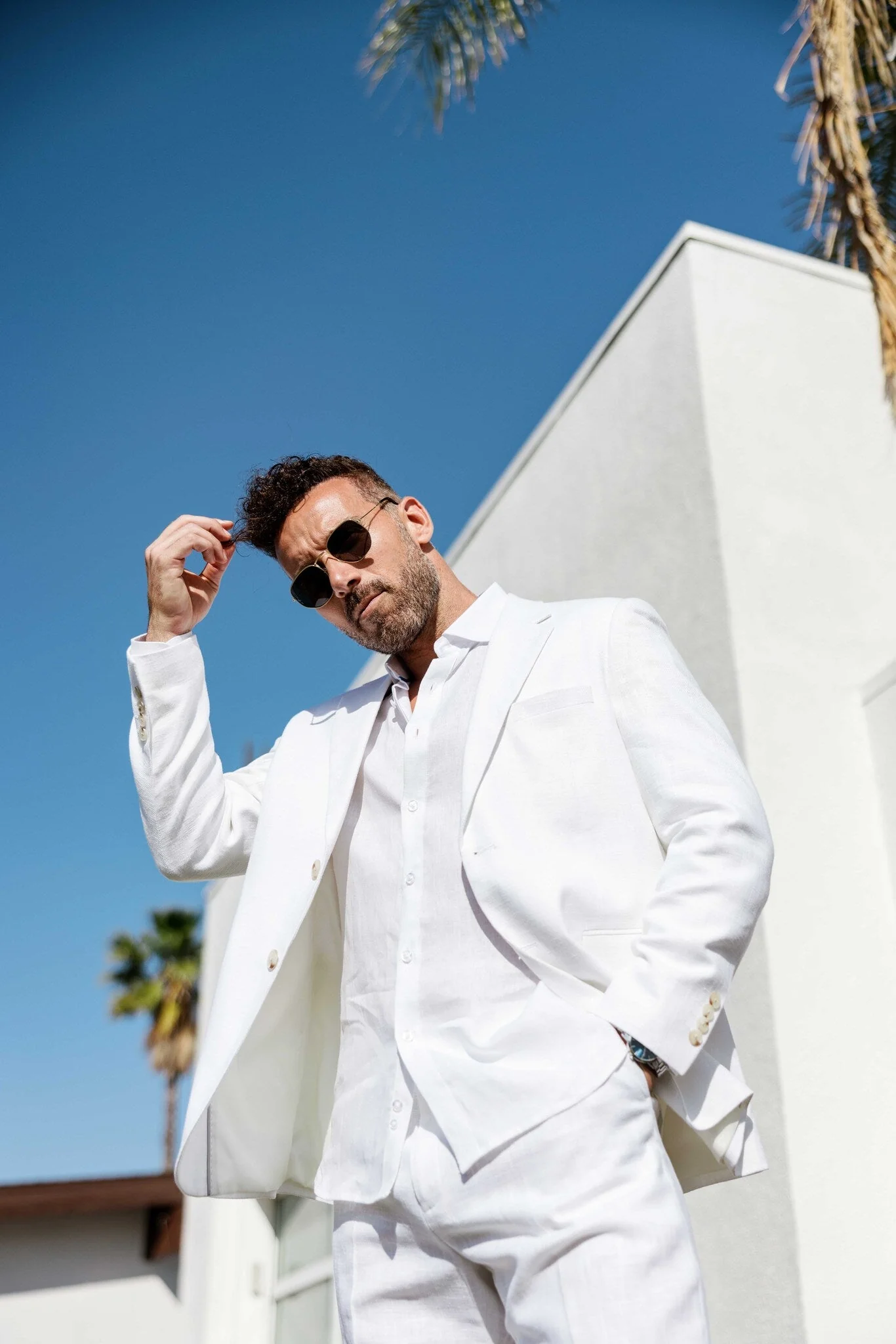 Men's Textured Linen Blend Suit - Image 40