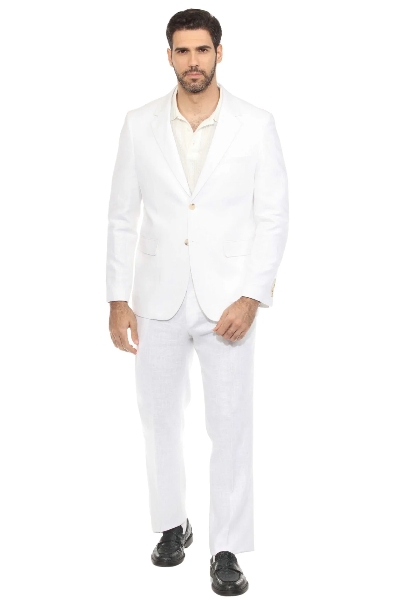 Men's Textured Linen Blend Suit - Image 42