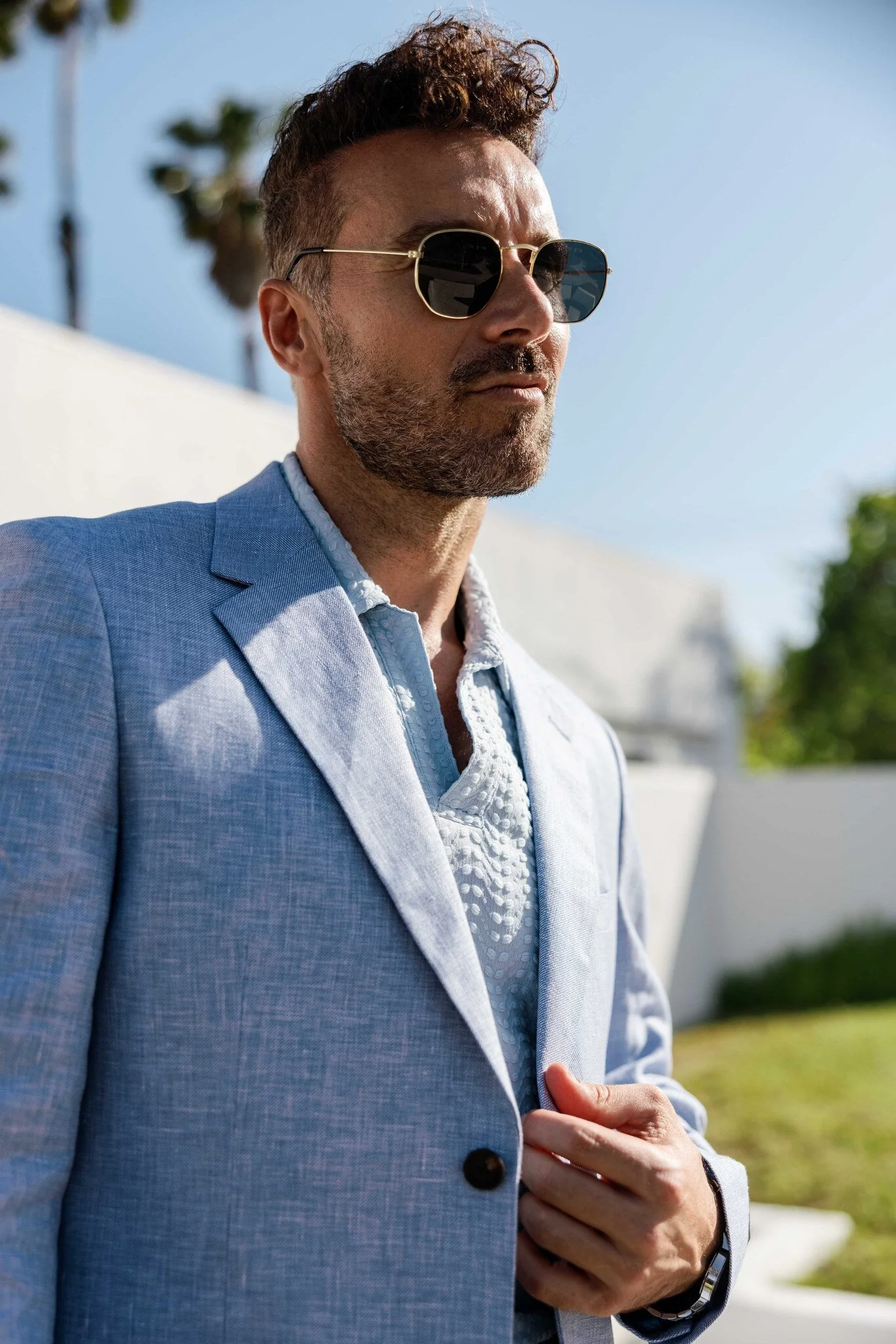 Men's Textured Linen Cotton Blend Suit - Image 12