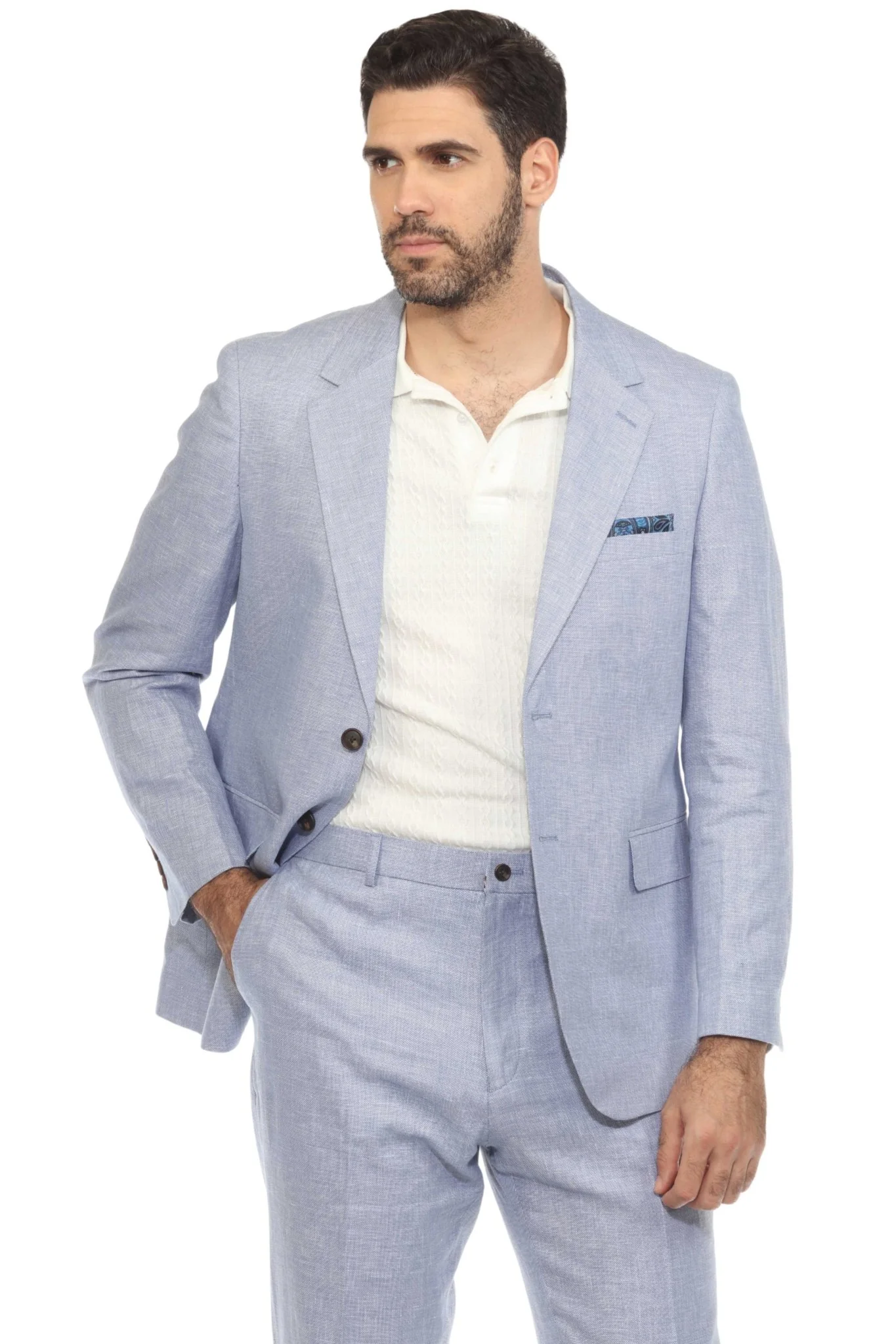 Men's Textured Linen Cotton Blend Suit - Image 20