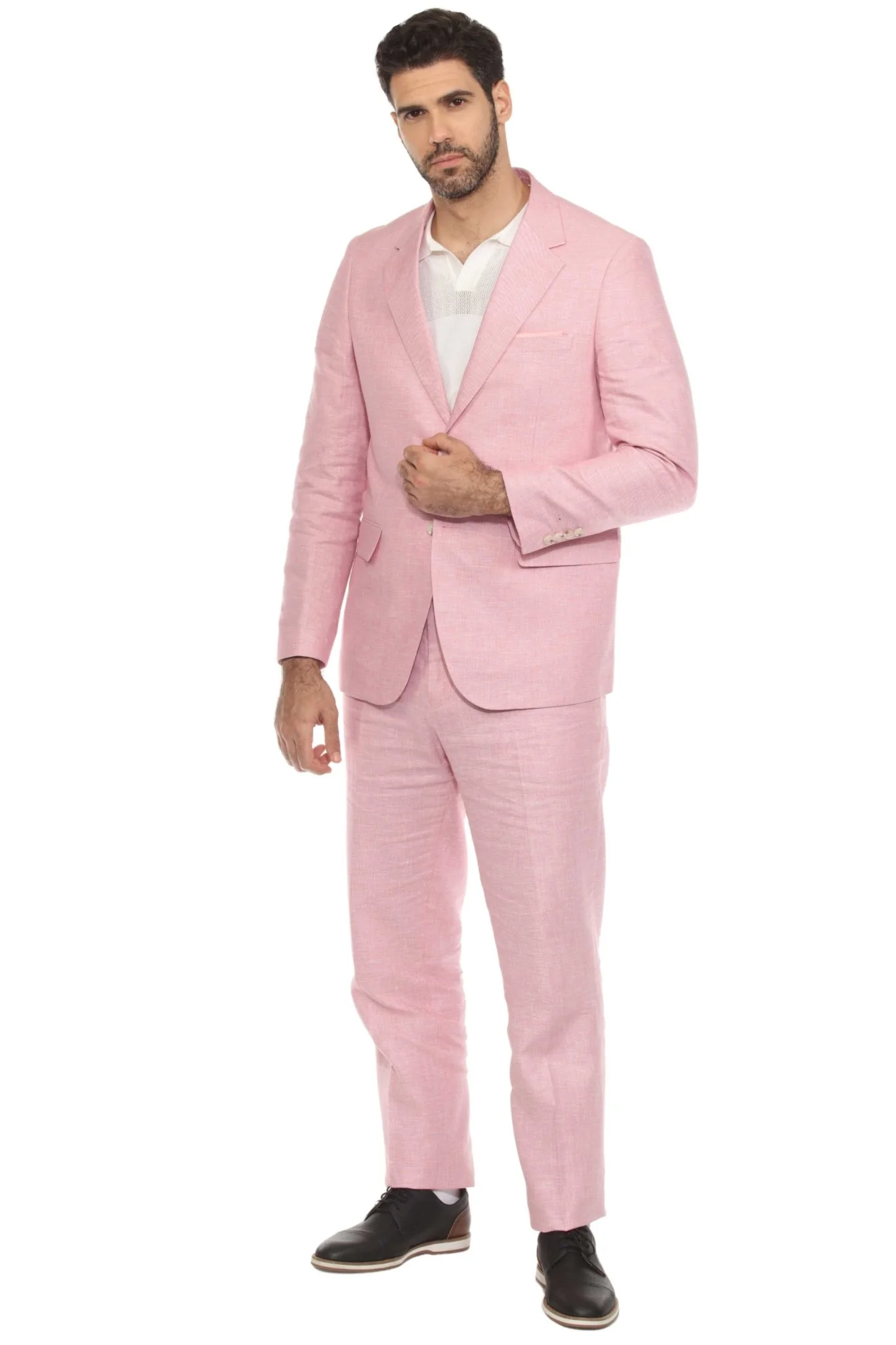 Men's Textured Linen Cotton Blend Suit - Image 35