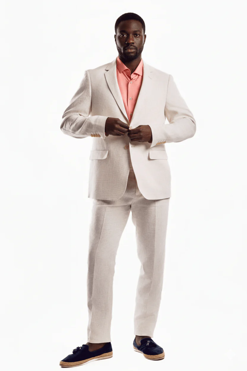 Men's Textured Linen Slub Weave Suit