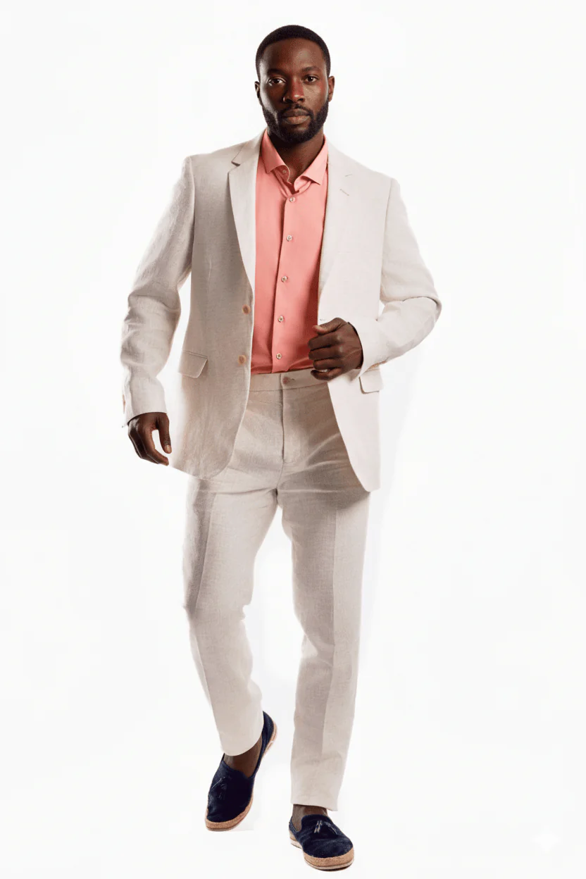 Men's Textured Linen Slub Weave Suit - Image 2