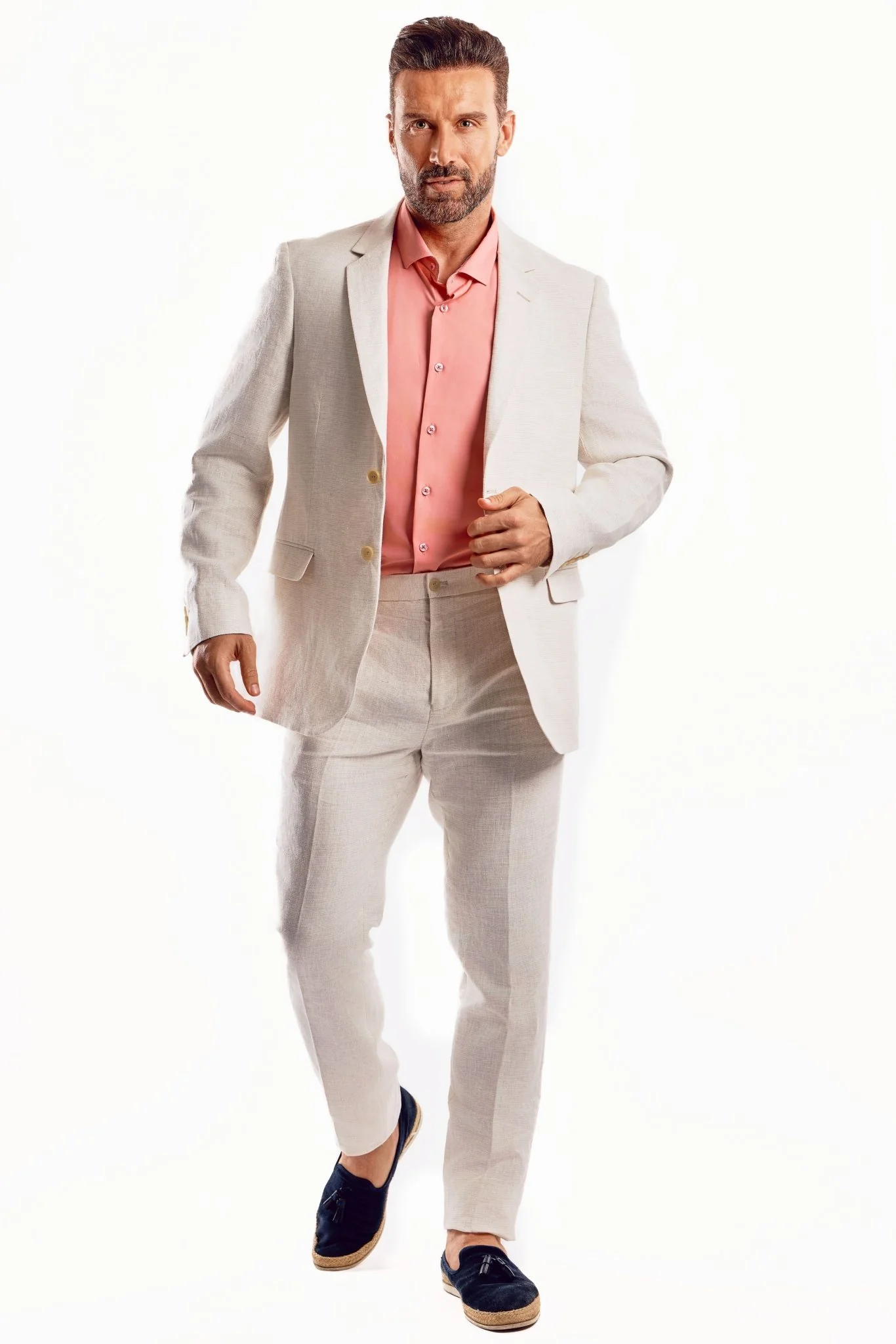 Men's Textured Linen Slub Weave Suit - Image 3