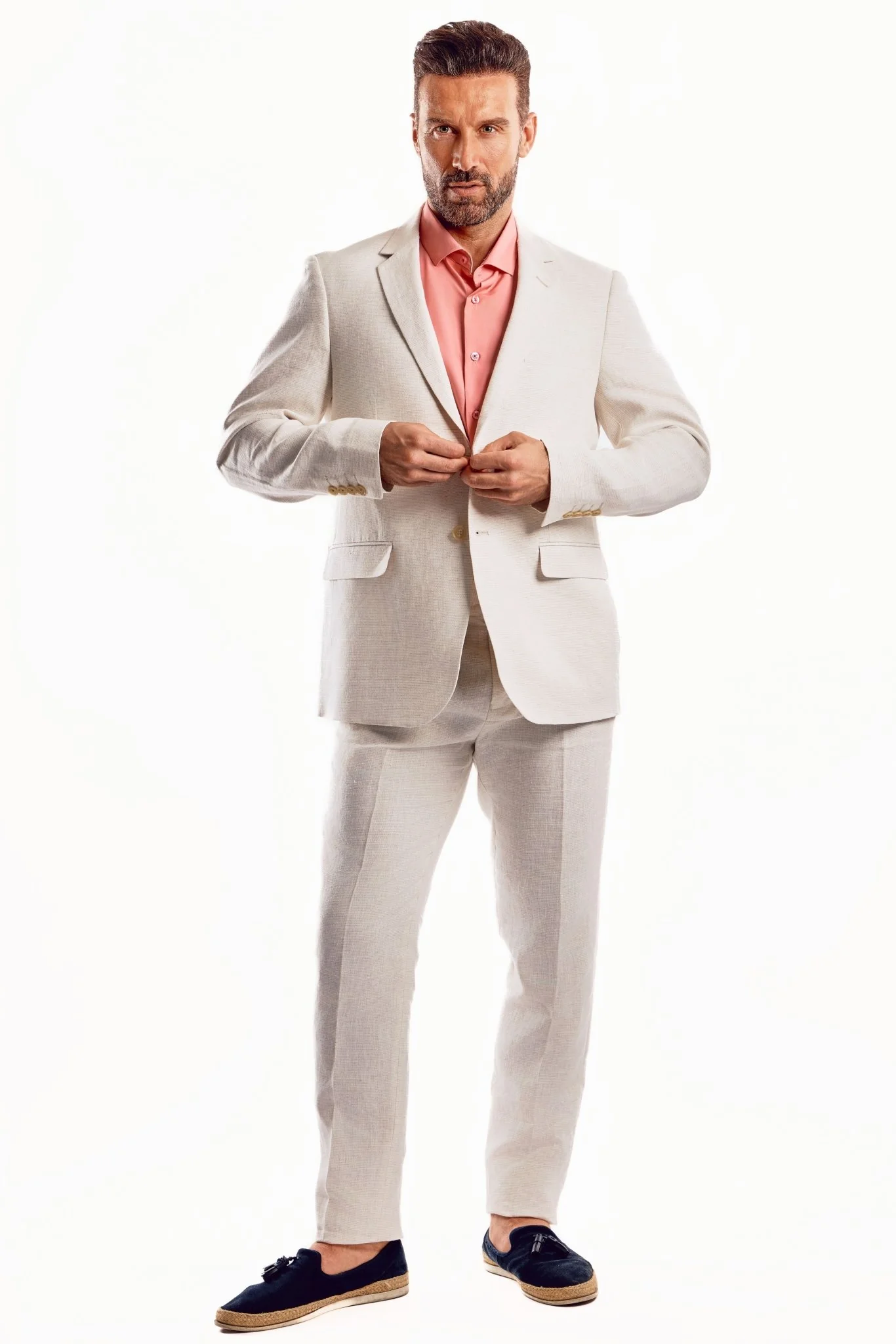 Men's Textured Linen Slub Weave Suit - Image 4