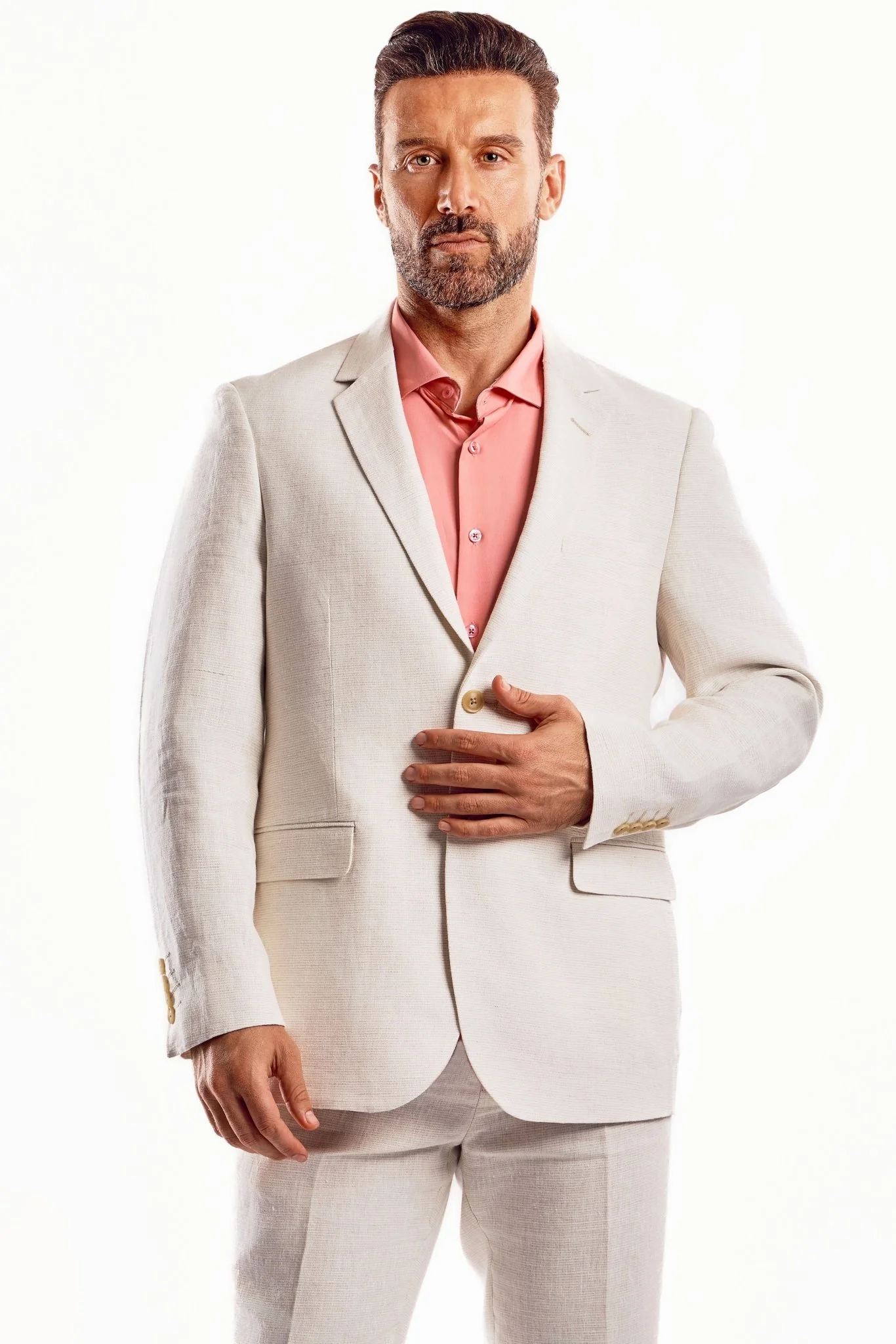 Men's Textured Linen Slub Weave Suit - Image 6