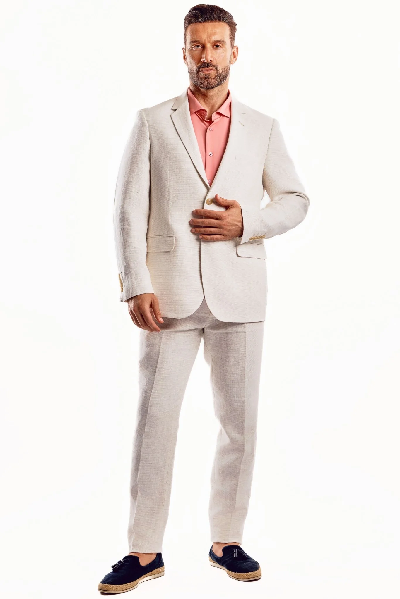 Men's Textured Linen Slub Weave Suit - Image 7