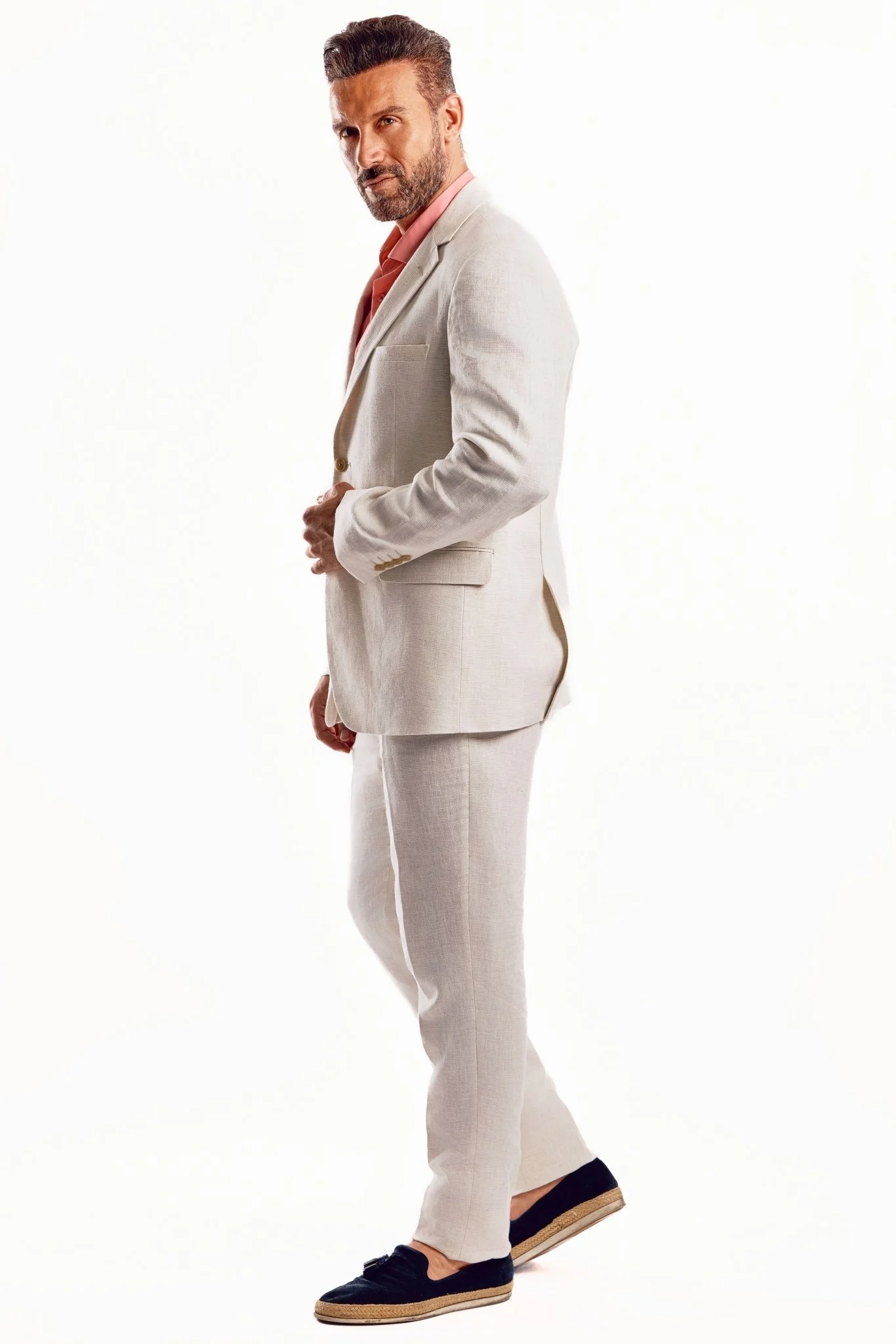 Men's Textured Linen Slub Weave Suit - Image 8