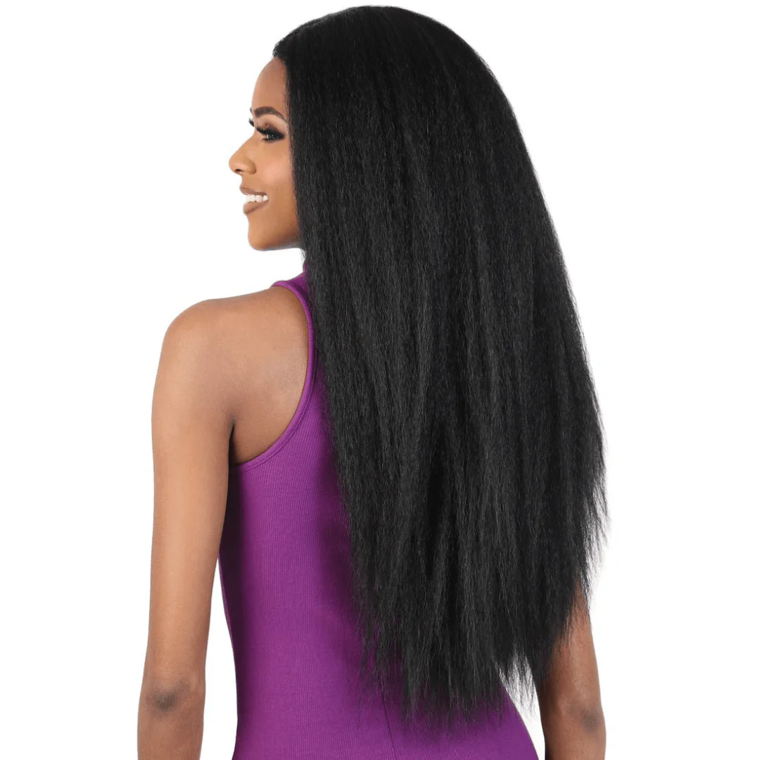 HBL.KIMIA Natural Kinky Straight Long Human Hair Blend Lace Wig - MoTown Tress - Image 4