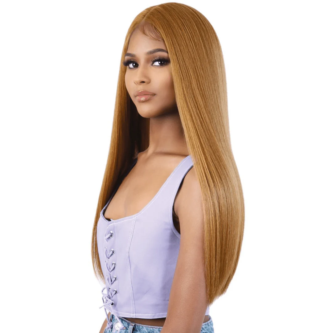 HBL.LATOY Long Straight Blunt Cut Human Hair Blend Lace Wig - MoTown Tress - Image 3