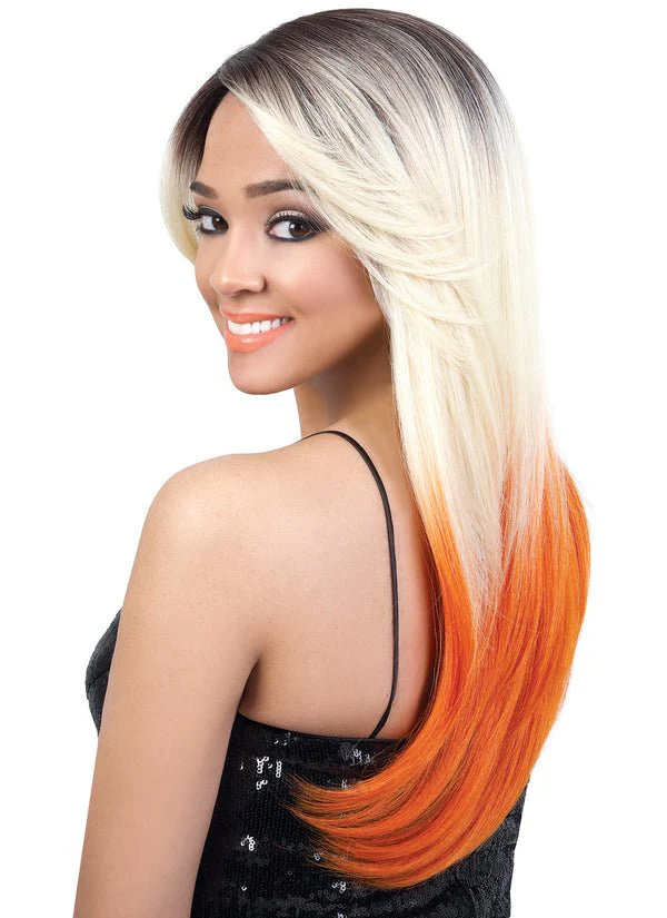 STELLA Long Side Bang Curlable Synthetic Wig - MoTown Tress