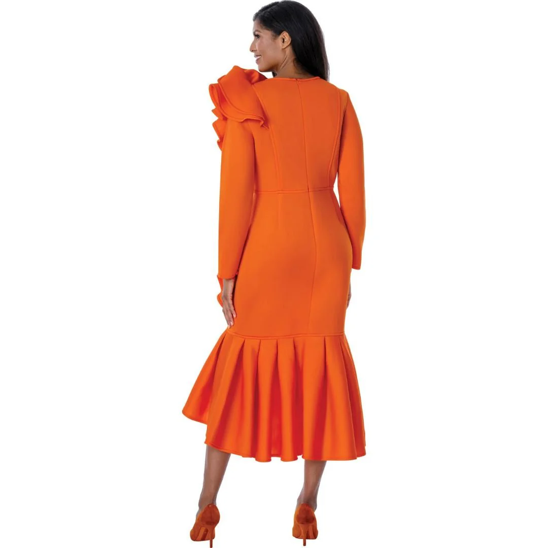 Orange Ruffle Cascade Midi Dress - Dresses by Nubiano - Image 2