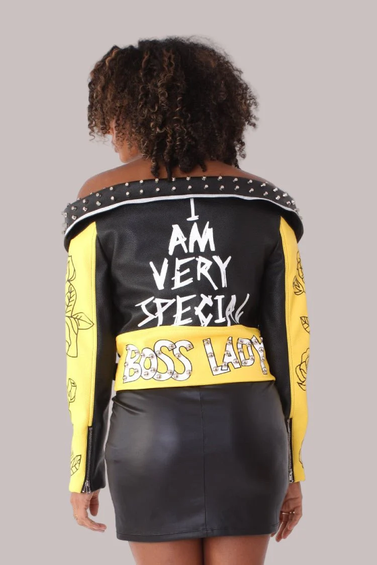 Off-The-Shoulder Leather Jacket -81780 - Image 2