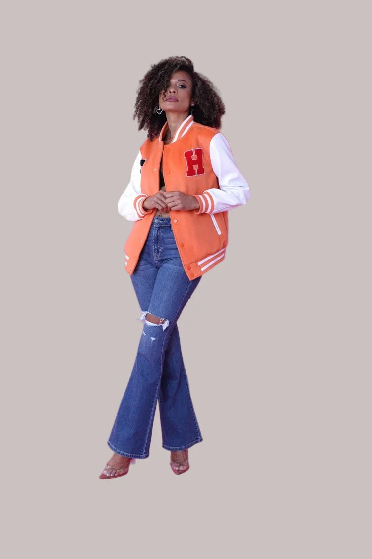 Orange Varsity Jacket -82153 - Image 3