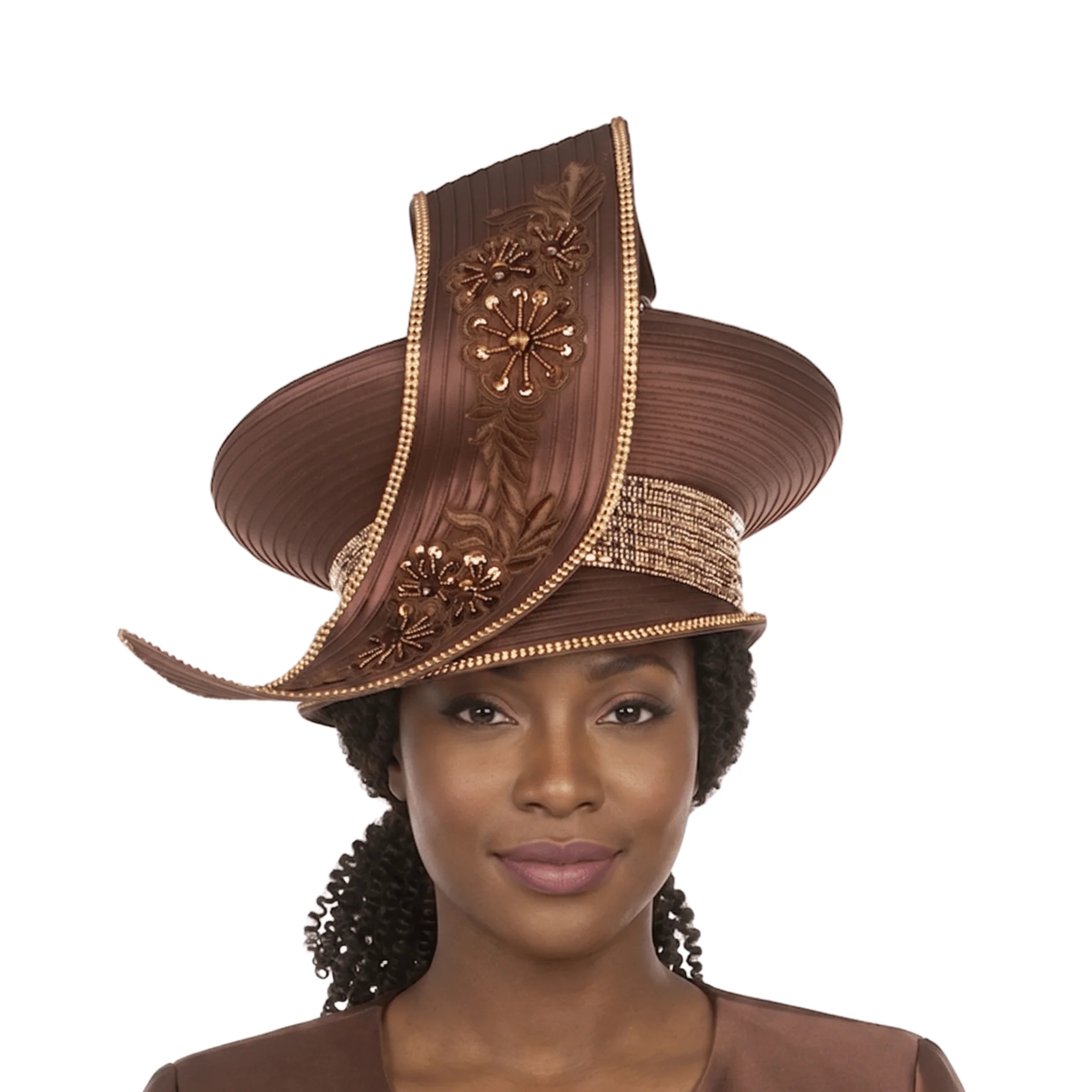 Oversize Pillbox Hat w/ Embroidery, Beads&Stones - Image 2