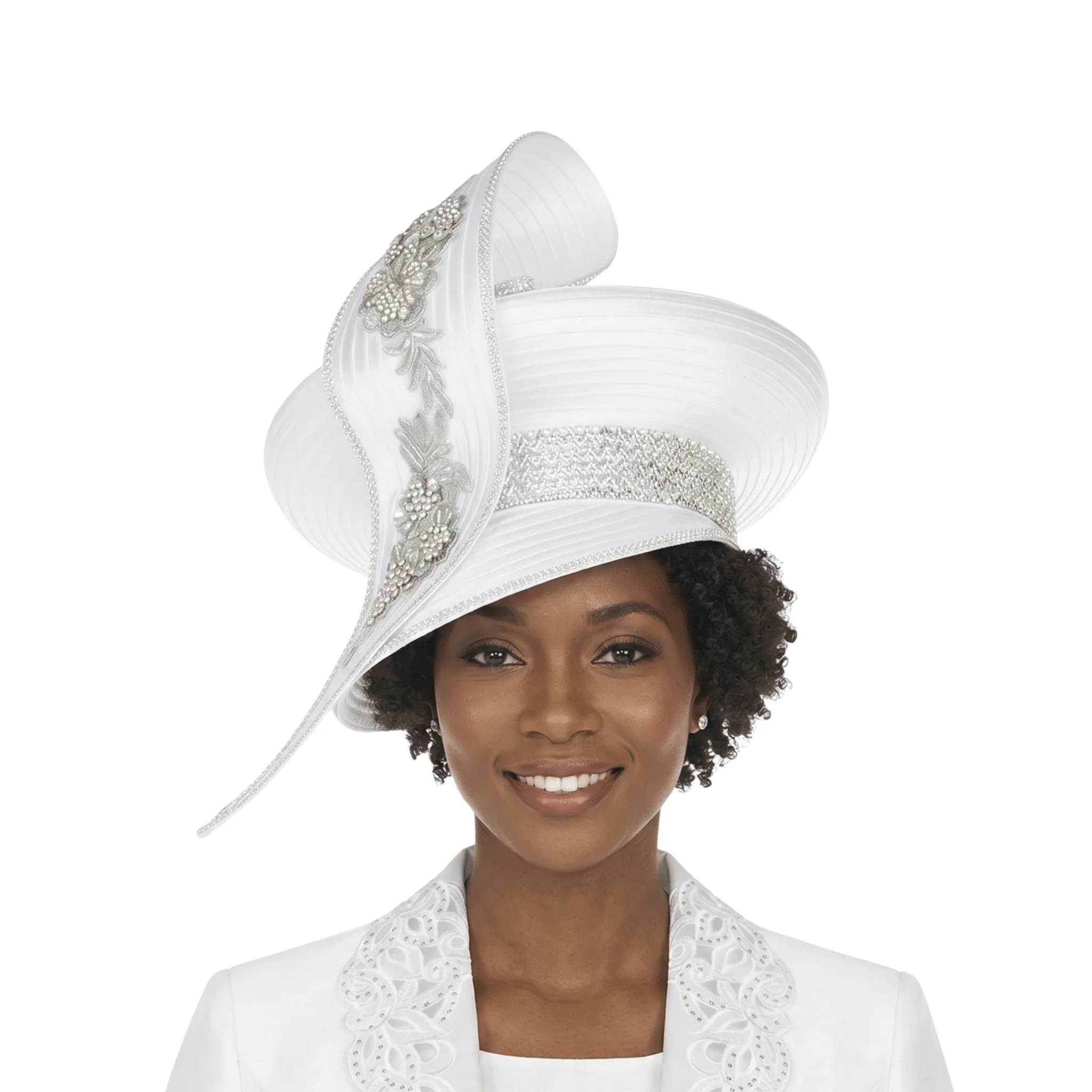 Oversize Pillbox Hat w/ Embroidery, Beads&Stones - Image 3