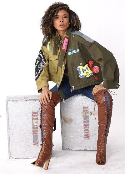 Patchwork Utility Woven Jacket - 81804 - Image 2