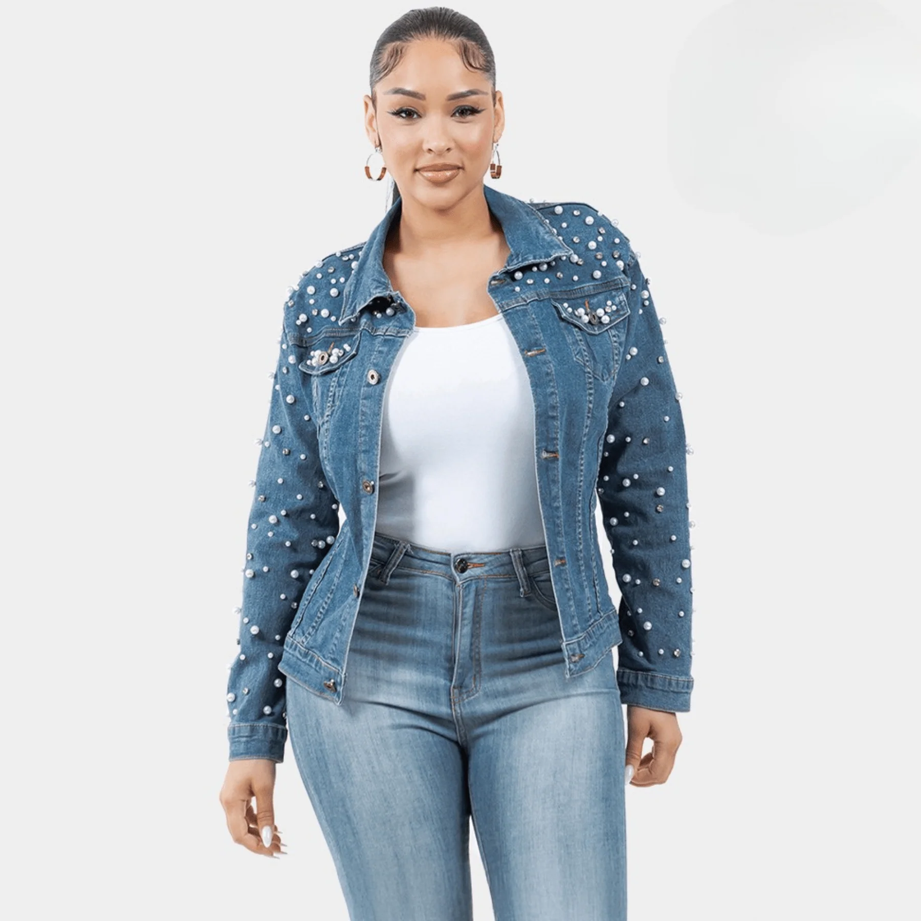 Pearl Bling Denim Jacket - Image 10
