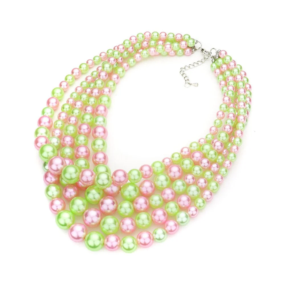 Pearl Multi Strand Bib Necklace - Image 2