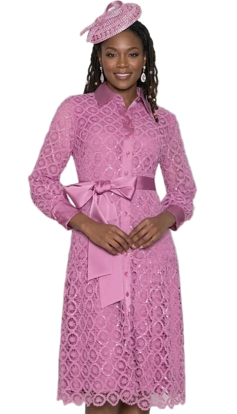 Pink Sequin Lace Shirtdress by Lily & Taylor - Image 2