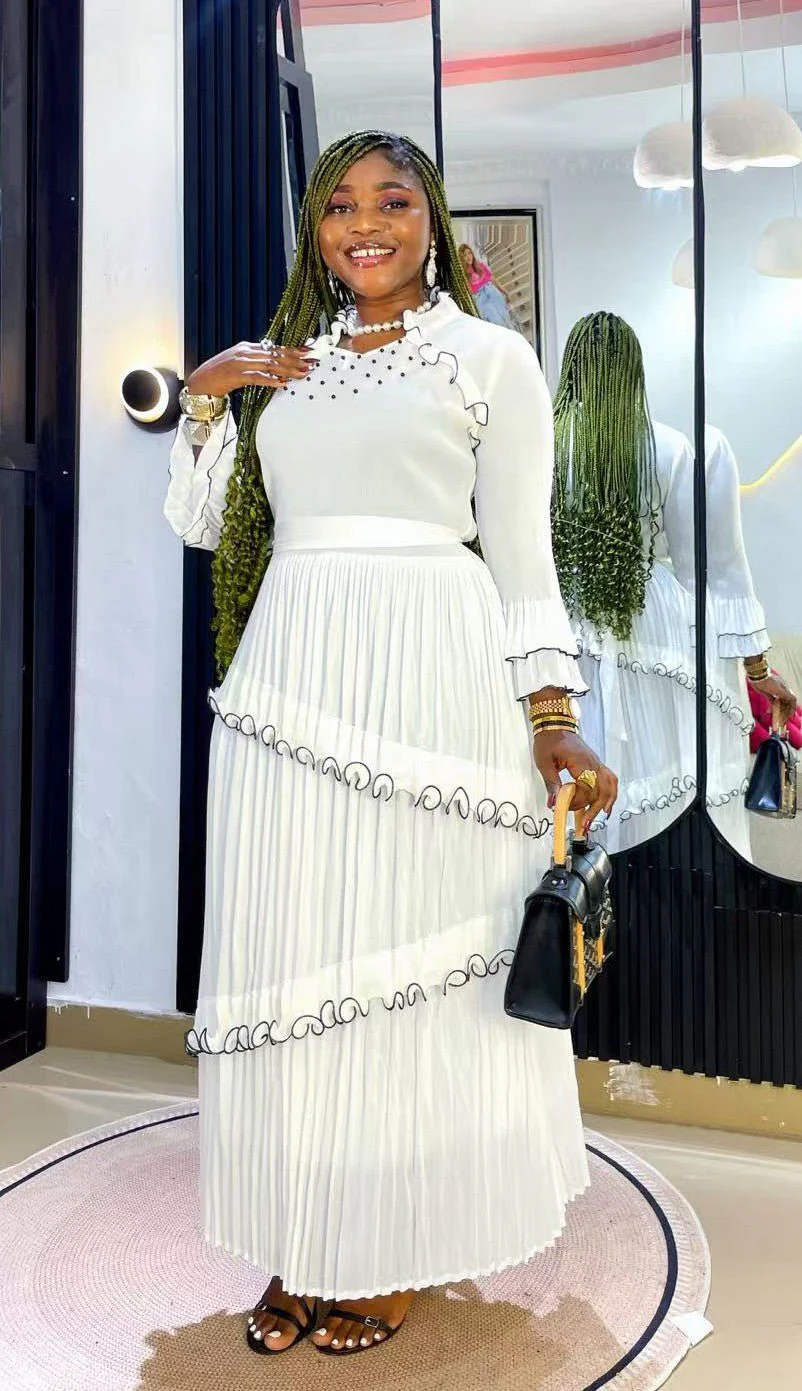 Pleated Ruffle Trim Maxi Dress - 82998 - Image 2
