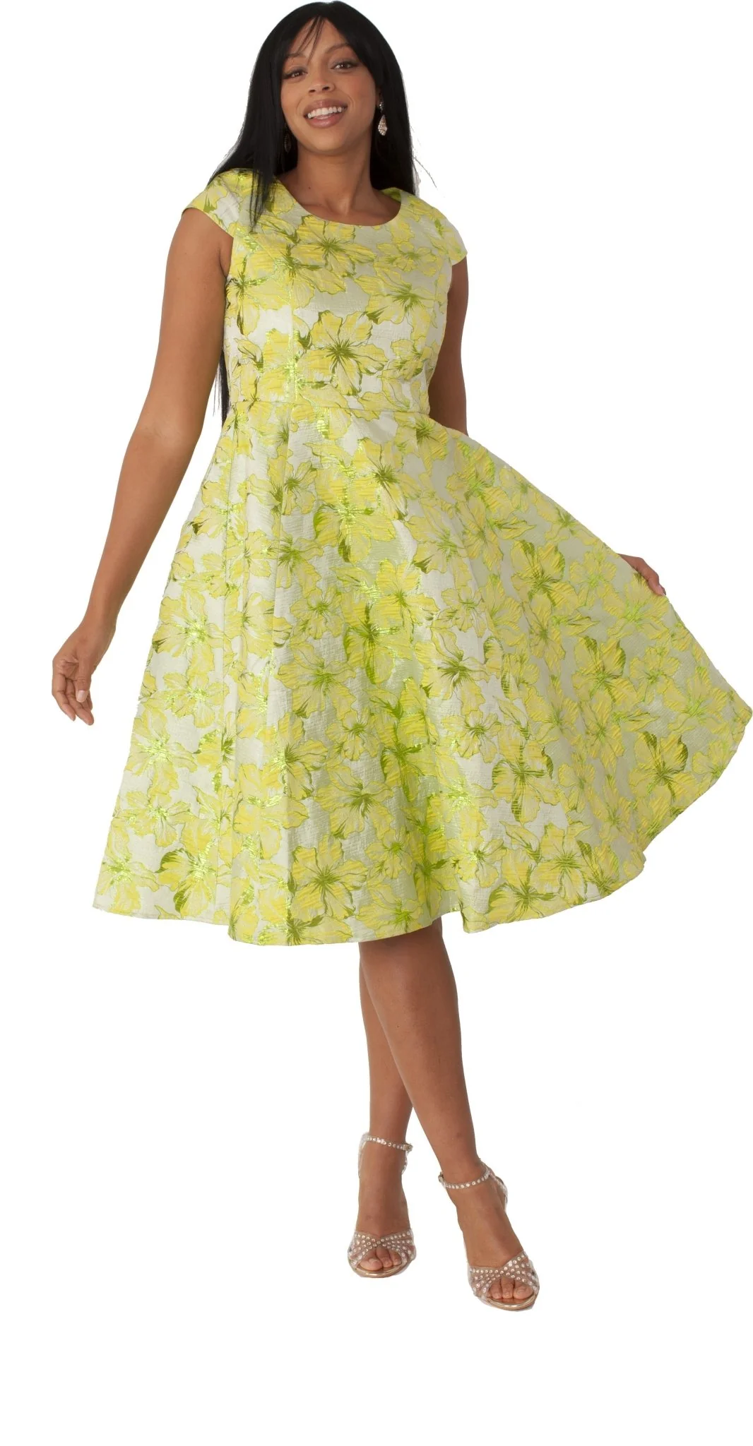 Plus Size Floral Brocade Church Dress with Jacket- 4819W - Image 6