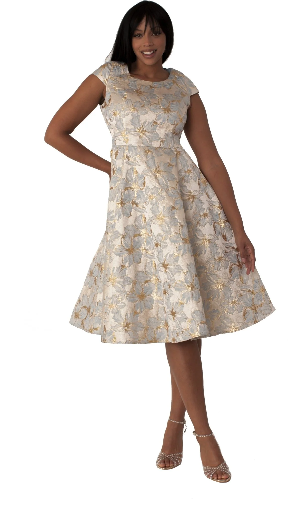 Plus Size Floral Brocade Church Dress with Jacket- 4819W - Image 8