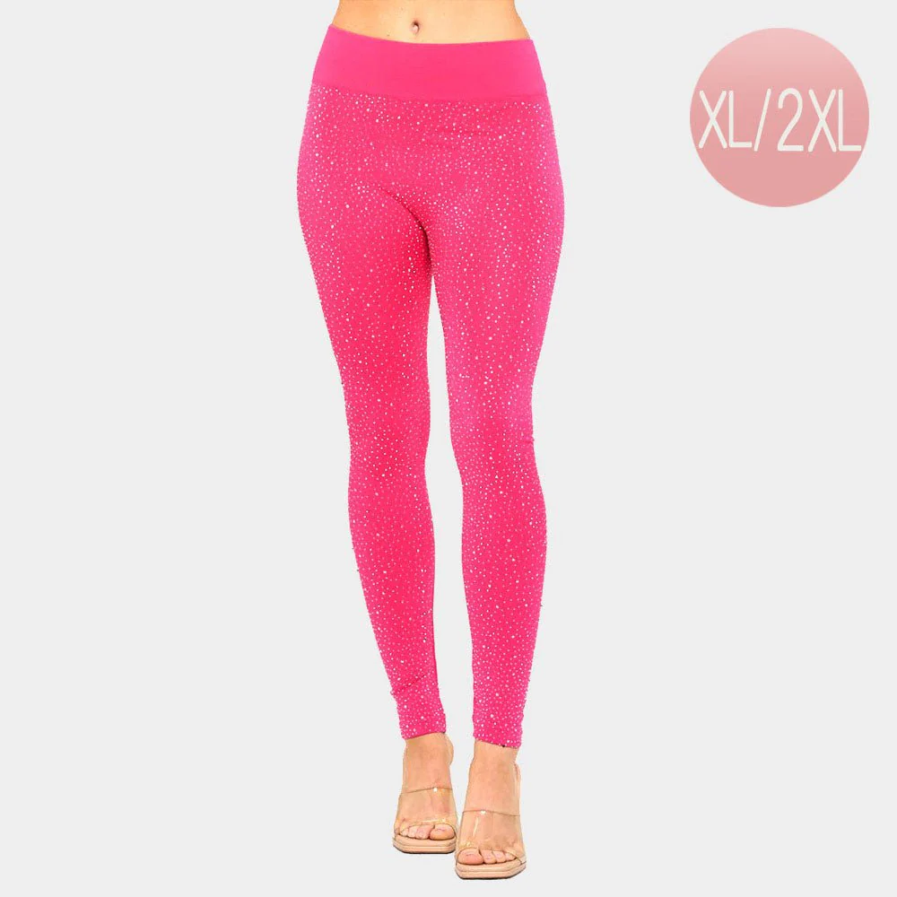 Plus Size High-Waisted Bling Studded Leggings - Image 4