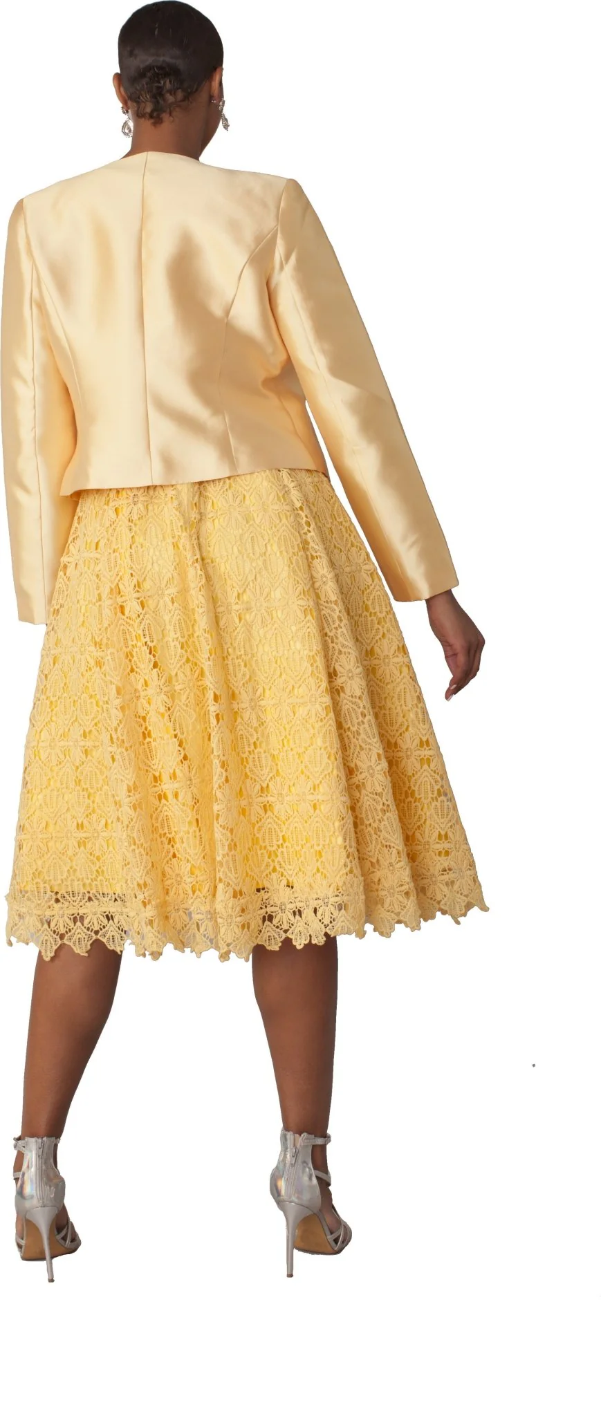 Plus Size Lace Church Dress with Satin Jacket -4529W - Image 2