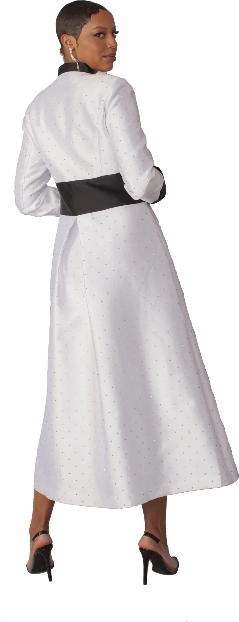 Plus Size Rhinestone Button Preaching Robe with Studded Detailing- 4816W - Image 2