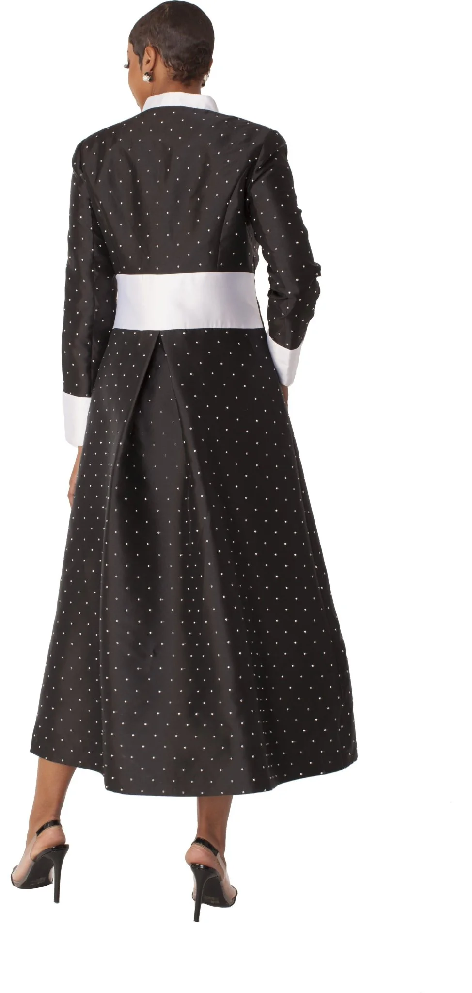 Plus Size Rhinestone Button Preaching Robe with Studded Detailing- 4816W - Image 4