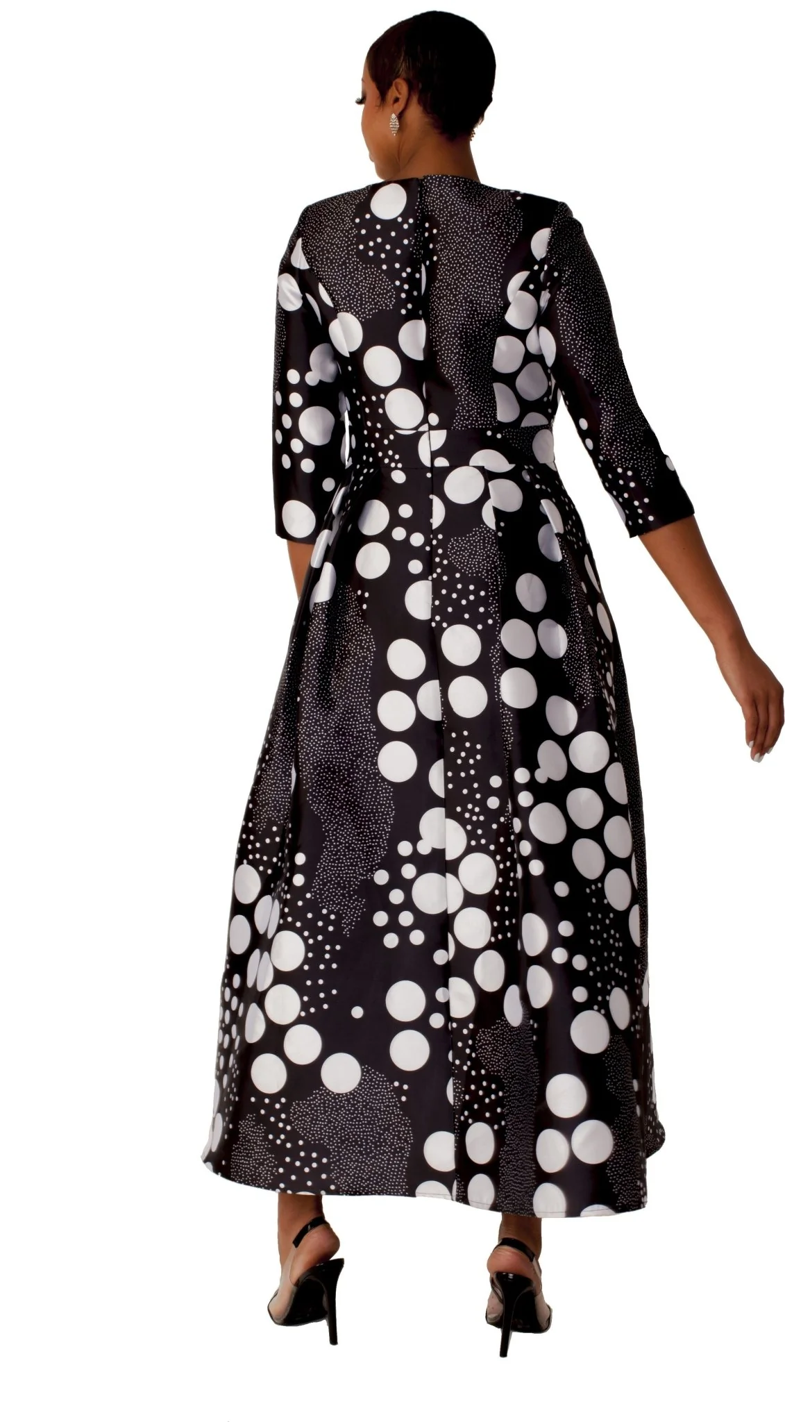 Plus Size Satin Dress with Rhinestone Brooch -4497W - Image 9