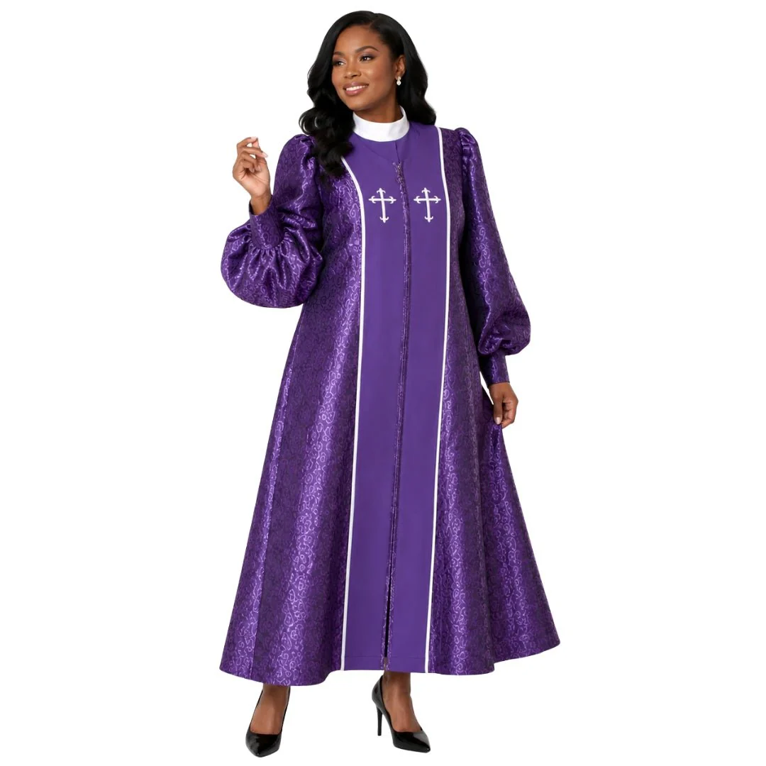 Plus size Two-Piece Brocade Clergy Robe – 41071W - Image 4