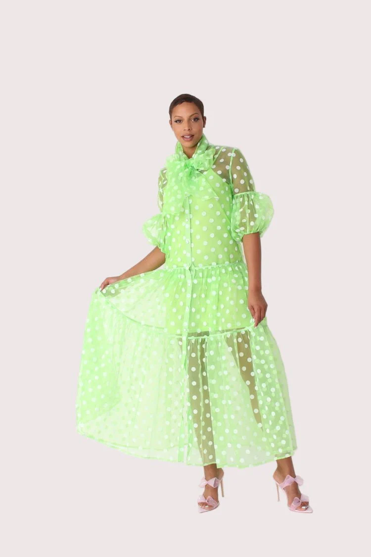 Polka Dot Organza Maxi Dress - 82234 - Image 12