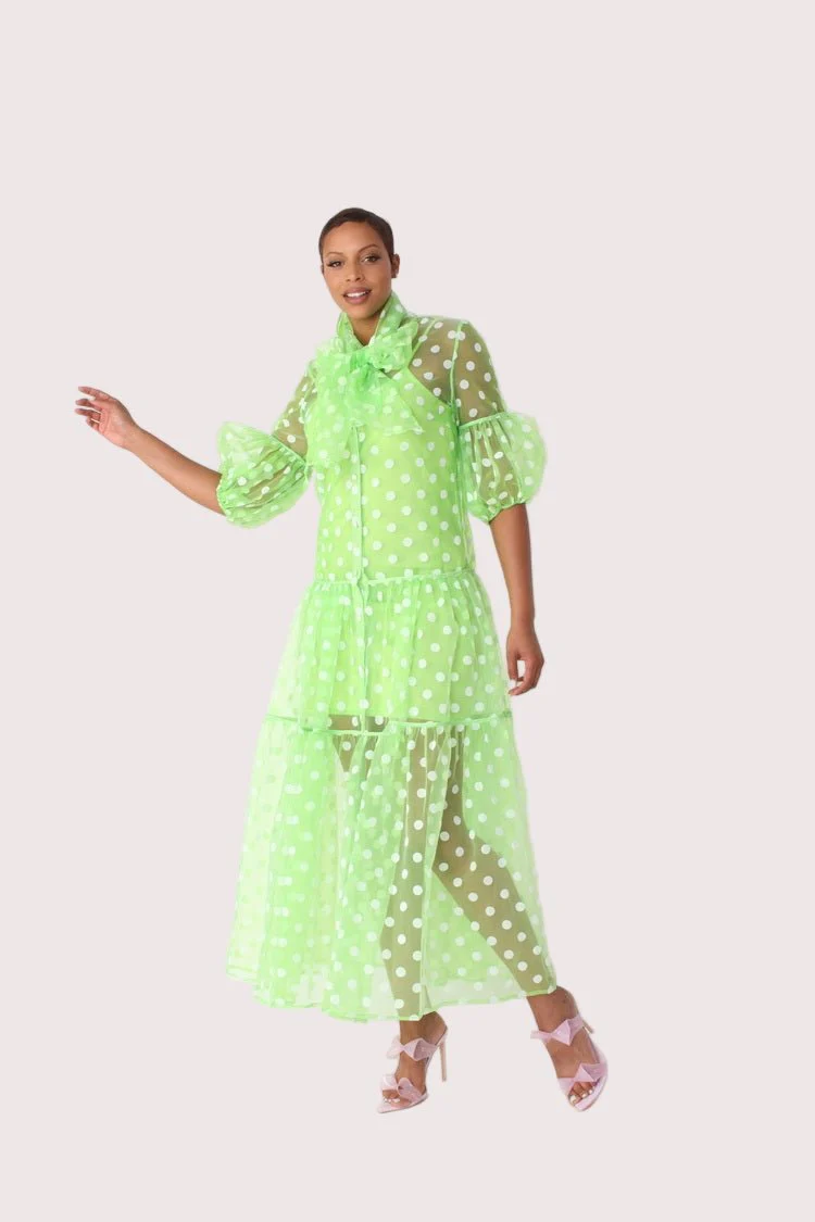Polka Dot Organza Maxi Dress - 82234 - Image 13