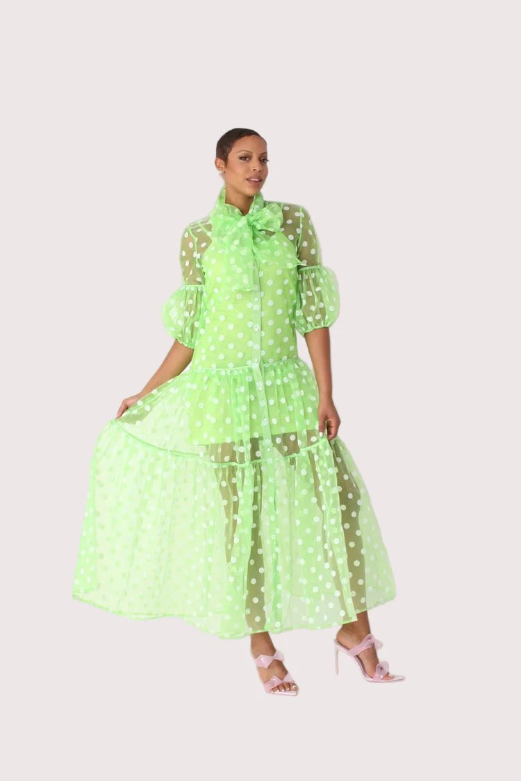 Polka Dot Organza Maxi Dress - 82234 - Image 2