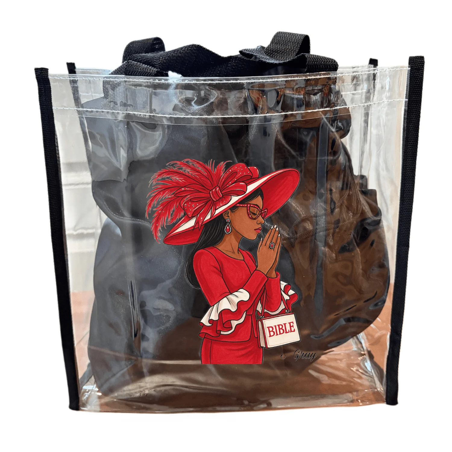 Prayer in Praise Red Clear Tote