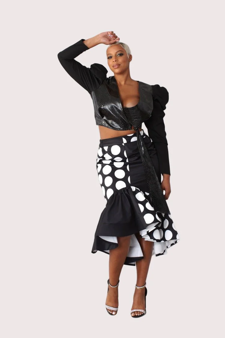 Printed High Low Skirt -81786 - Image 6