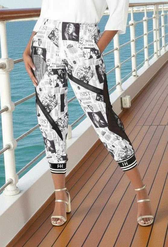 Printed Mesh Patchwork Joggers -81856 - Image 2