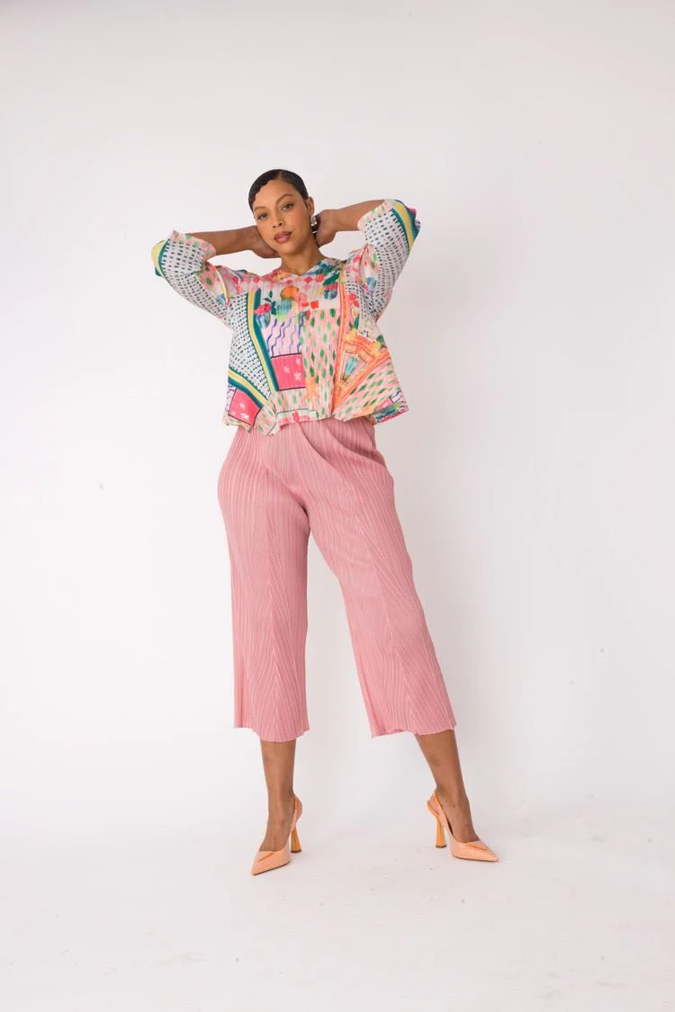 Printed Top and Palazzo Pants Set- 82763 - Image 7