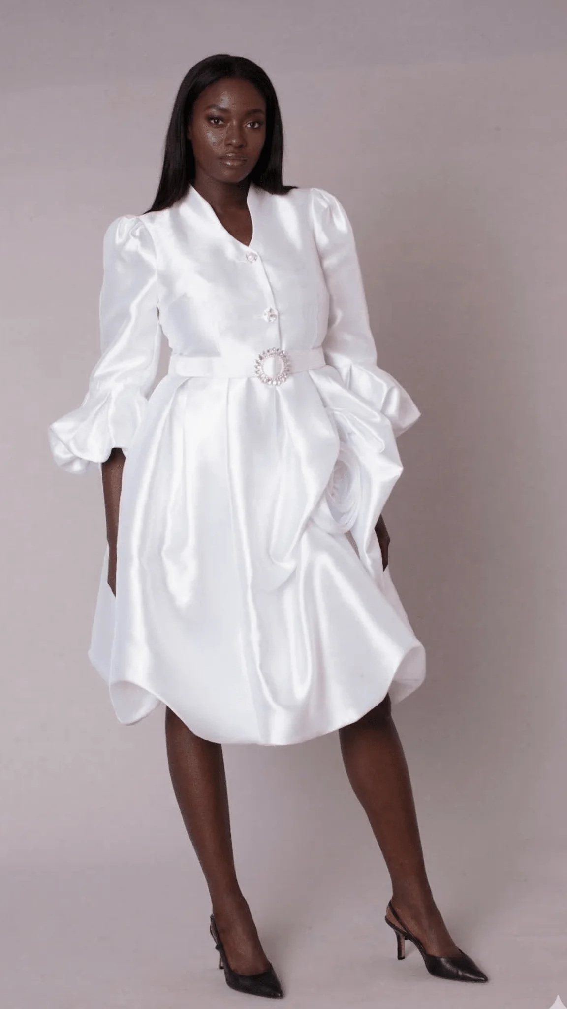 Puff Sleeve Fit & Flare Occasion Dress - 9845 - Image 5