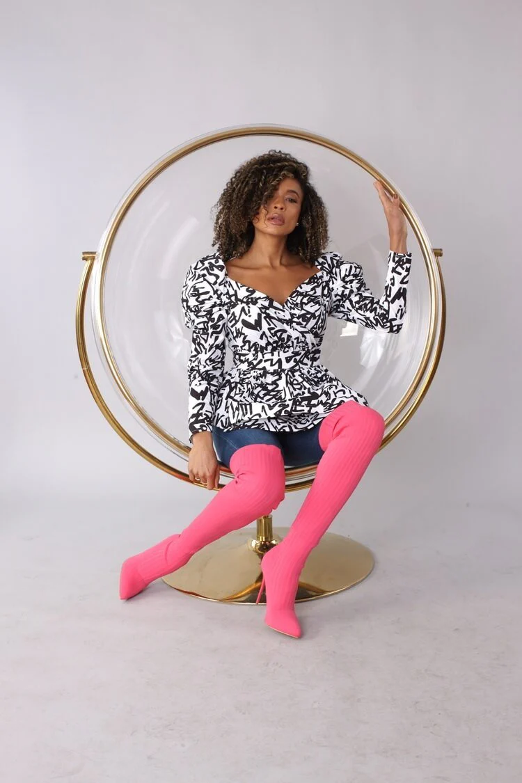 Puff Sleeve Wrap Peplum Top – Style 82028 - Image 3