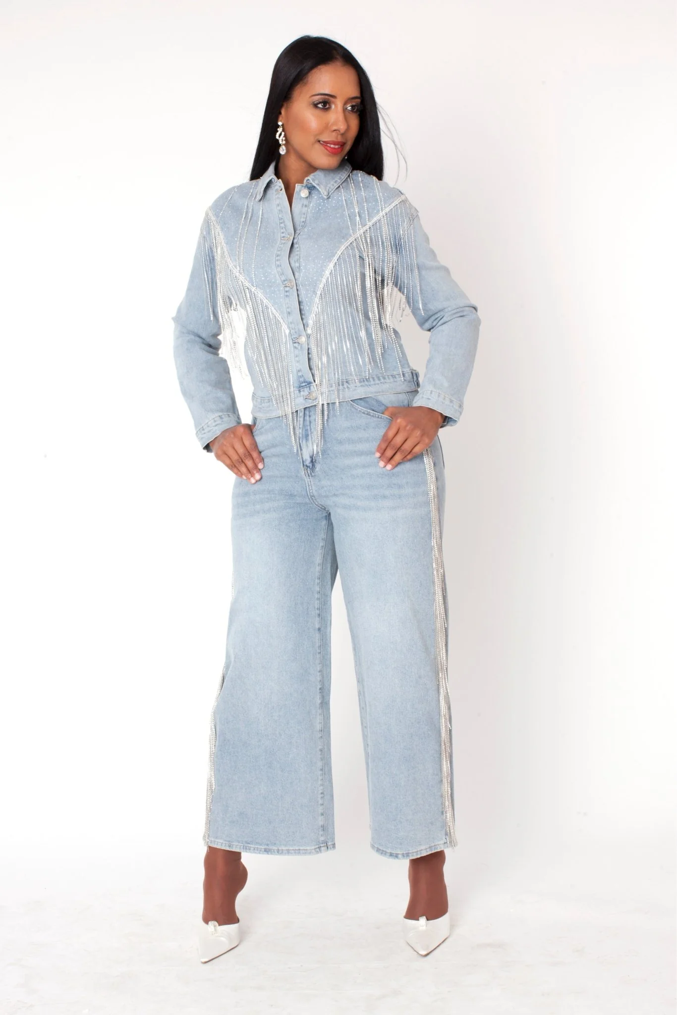 Rhinestone Fringe Jean - 82939 - Image 2