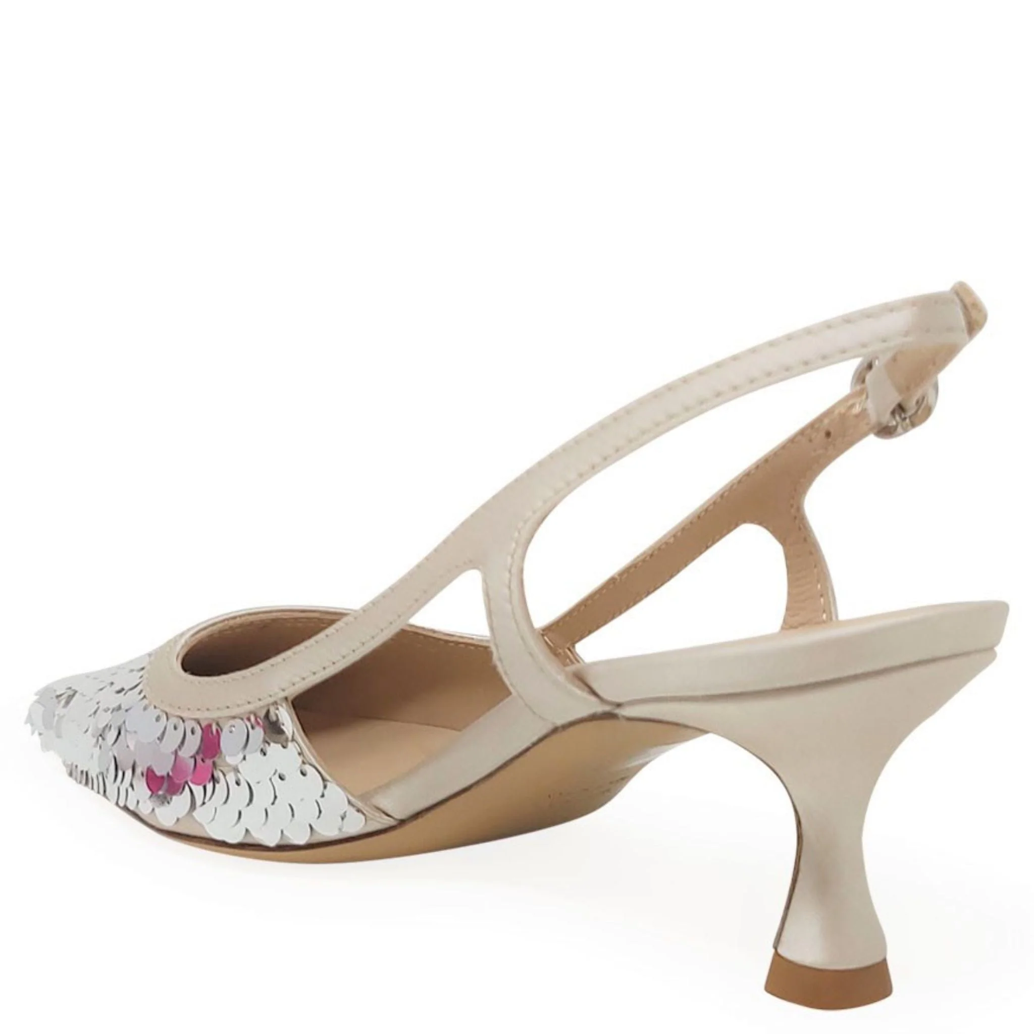 Roberto Festa Silver Sequence Snip Slingback Heel - Image 3