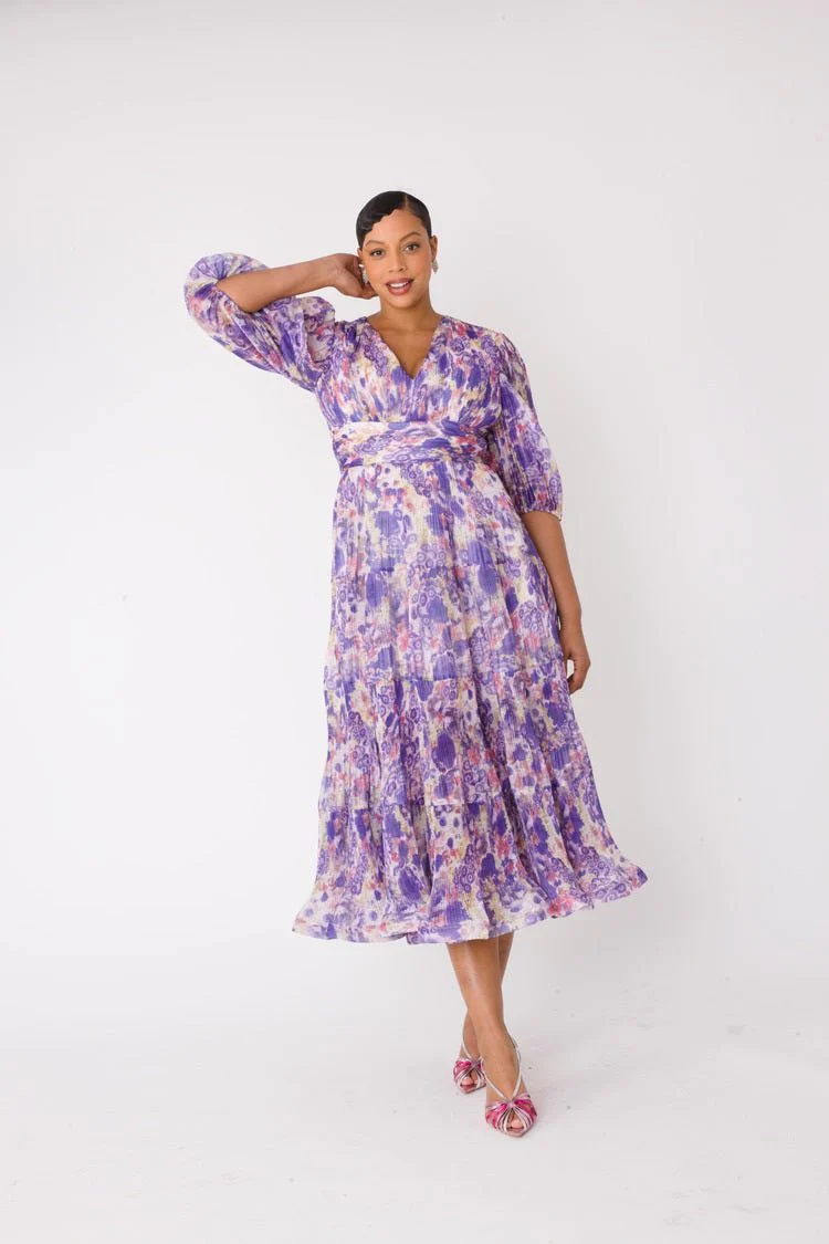 Romantic Tiered Maxi Dress with Balloon Sleeves- 82762 - Image 3