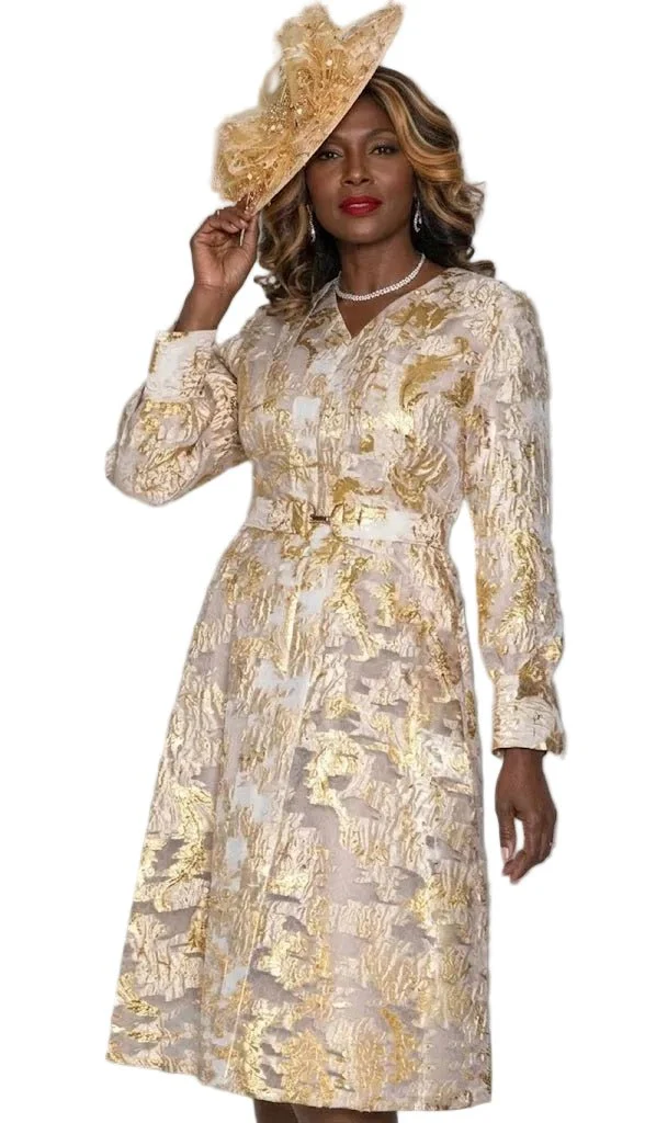 Royal Brocade Long-Sleeve Midi Dress by Lily & Taylor